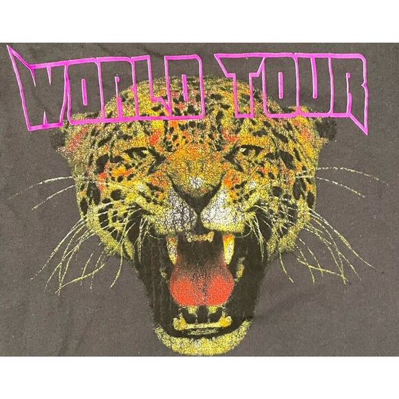 Lulus Tiger Tour Washed Black Graphic Tee Prince Peter Size Medium NWT - Picture 2 of 10